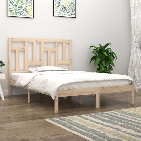 vidaXL Massivholzbett 135x190 cm 4FT6 Double [3104518]