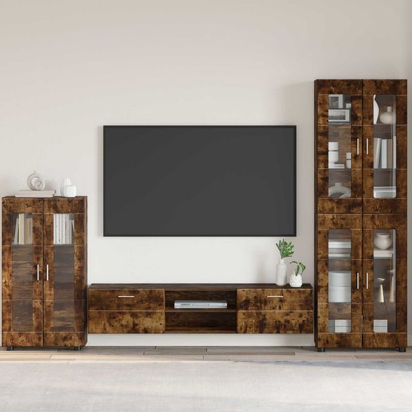 vidaXL Sideboard mit Regal FLORIN Geräucherte Eiche 55,5 x 29 x 100 cm 880256