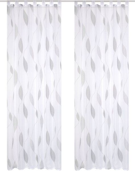 HOME WOHNIDEEN Vorhang PAOLO (2 St), Schlaufen, transparent, Voile, 2er Pack Schlaufenschal PAOLO bedruckt