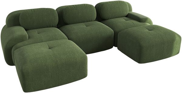 Modulares Ecksofa aus Cordstoff, rahmenlos, montagefrei, 298 x 178 x 75 cm, Grün Bild 7