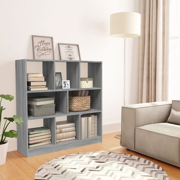 vidaXL Bücherregal Grau Sonoma 97,5x29,5x100 cm Holzwerkstoff 826379