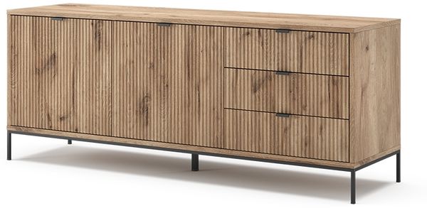 Lowboard Eliza Viking Oak 150 x 60 cm mit 3 Schubladen, 2 Türen Vicco