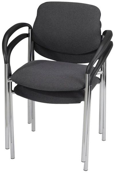 Nowy Styl Stapelstuhl 2 Besucherstühle mit Armlehne stapelbar STYL CHROM anthrazit