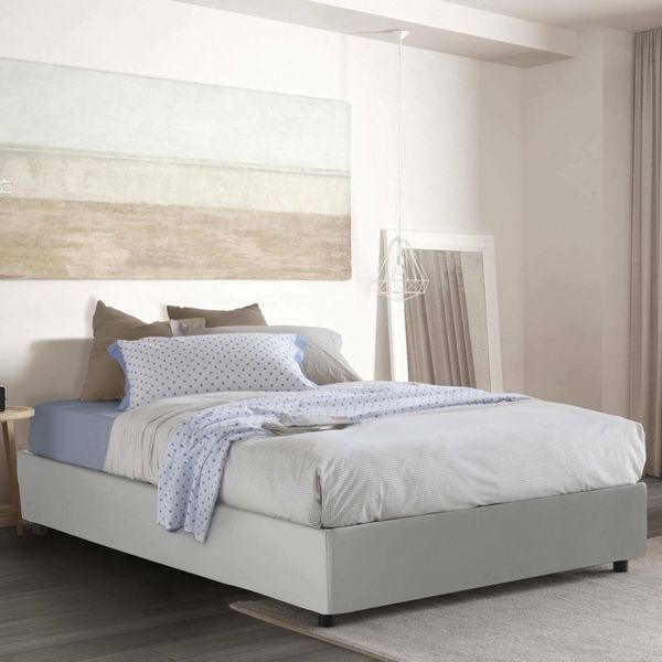 Talamo Italia - Doppelbett Giada, Bettkasten mit Kunstlederbezug, 100 % Made in Italy, Öffnung vorne, geeignet für Matratzen 160x200 cm, Weiß