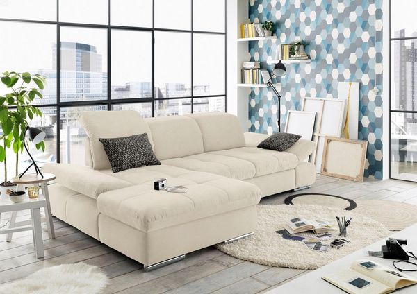 set one by Musterring Ecksofa SO4100 V, mit verstellbaren Kopfteilen, wahlweise mit Funktionen, Cord-Bezug