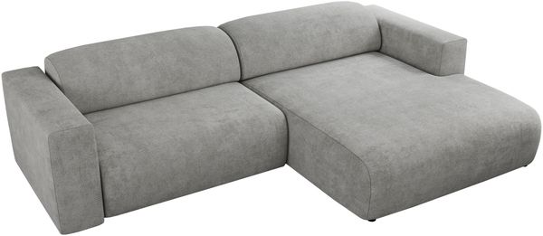 Ecksofa PASADENA, freistehendes Ecksofa, breite Armlehnen, Federsitz - rechts - Hellgrau Stoff Bild 6