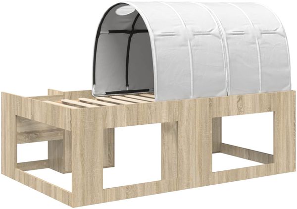 vidaXL Bett mit Tunnel mit Regal 3 Stk. Sonoma und Weiß Holzwerkstoff 3423593 Bild 8