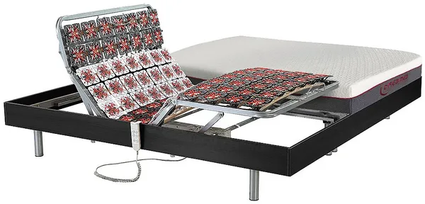 Relaxbett elektrisch - Matratzen mit Memory Schaum - ATRIDE von DREAMEA - mit OKIN-Motor - Schwarz - 2 x 90 x 200 cm