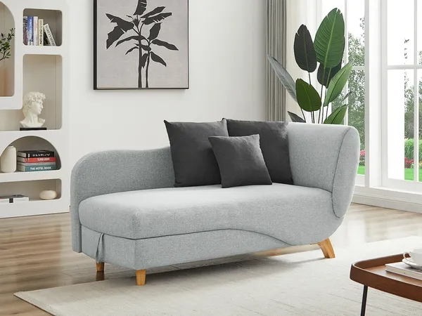 Vente-unique - PENELOPE Chaise longue Stoff Grau - B 80 cm x H 81 cm x L 160 cm