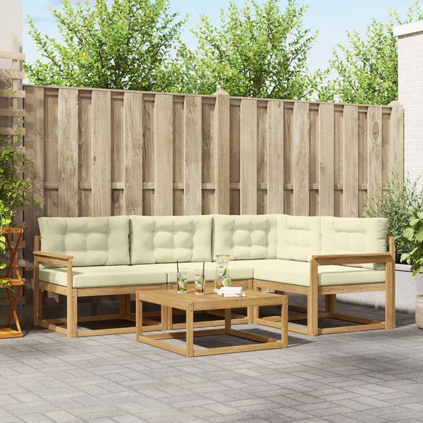 vidaXL Outdoor-Sofagarnitur 5 pcs Weiß und Creme 79 x 79 x 37 cm 3386399