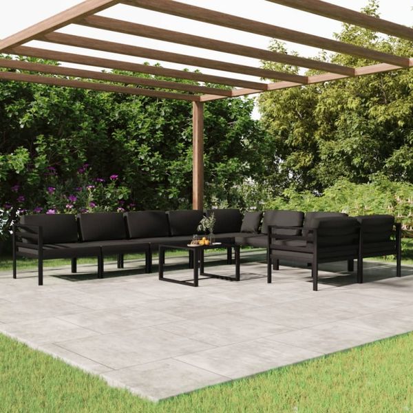vidaXL 10-tlg. Garten-Lounge-Set mit Kissen Aluminium Anthrazit 3107824