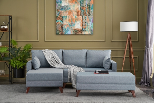 Eckschlafsofa, 'Bella', 85 x 140 x 205, Blau