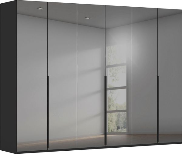 rauch Drehtürenschrank Kleiderschrank Schrank Garderobe Wäscheschrank BESTSELLER MONTCLAR (3 Ausstattungen BASIC/CLASSIC/PREMIUM (SOFT-CLOSE), Breiten 201-400 cm) Front in Glas/Hochglanz/Dekor/Grauspiegel in 5 Breiten MADE IN GERMANY