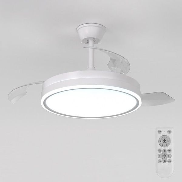 36W LED-Deckenventilator mit Fernbedienung – versenkbare Flügel – 6 Geschwindigkeitsstufen, 3000–6500 K – für Wohnzimmer, Esszimmer