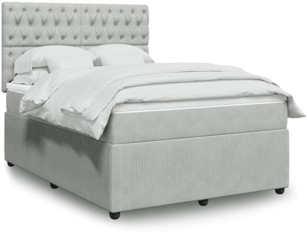 vidaXL Boxspringbett mit Matratze Hellgrau 140x190 cm Samt 3294640