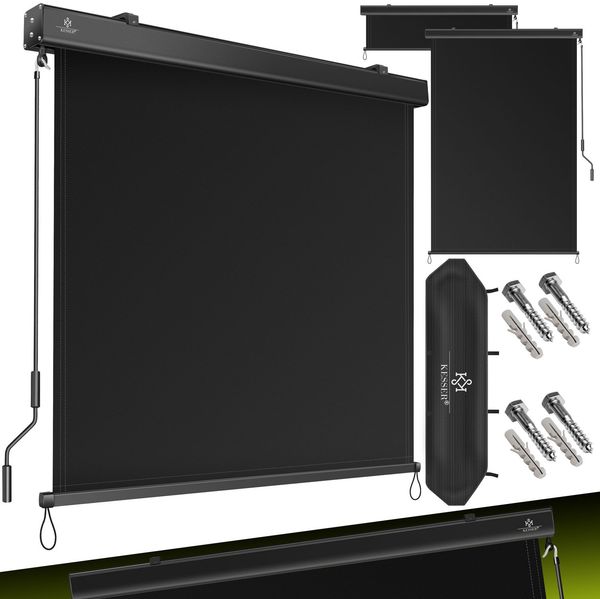 KESSER® Senkrechtmarkise Außenrollo Handkurbelmechanismus Balkonrollo Sonnen & Sichtschutz Beschattung Sonnenschutz Außen Rollo mit Kurbel Markisenkasten Balkon & Terrasse Inkl. Montageset & Abdeckung Anthrazit, 200 x 250cm