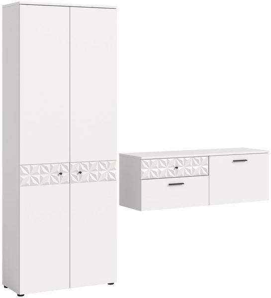 Garderobe Set Relief in weiß Hochglanz 195 cm Bild 2
