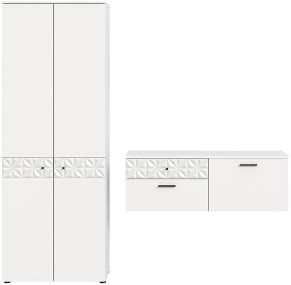 Garderobe Set Relief in weiß Hochglanz 195 cm Bild 6