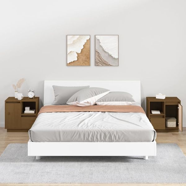 vidaXL Nachttische 2 Stk. Honigbraun 50x34x50 cm Massivholz Kiefer 814486