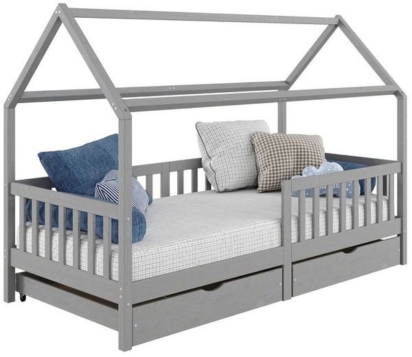 IDIMEX Kinderbett NUNA, Hausbett Montessoribett 90 x 200 Kiefer Tippibett Kinderbett