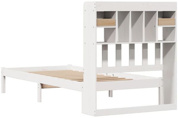 vidaXL Massivholzbett mit Regal ohne Matratze Weiß 75x190 cm Kiefer 3321611 Bild 8