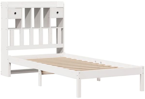 vidaXL Massivholzbett mit Regal ohne Matratze Weiß 75x190 cm Kiefer 3321611 Bild 3