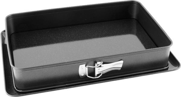 Zenker | Blechkuchenspringform | Servierboden integriert | Antihaftbeschichtung | hitzebeständig | ideal für saftige Blechkuchen