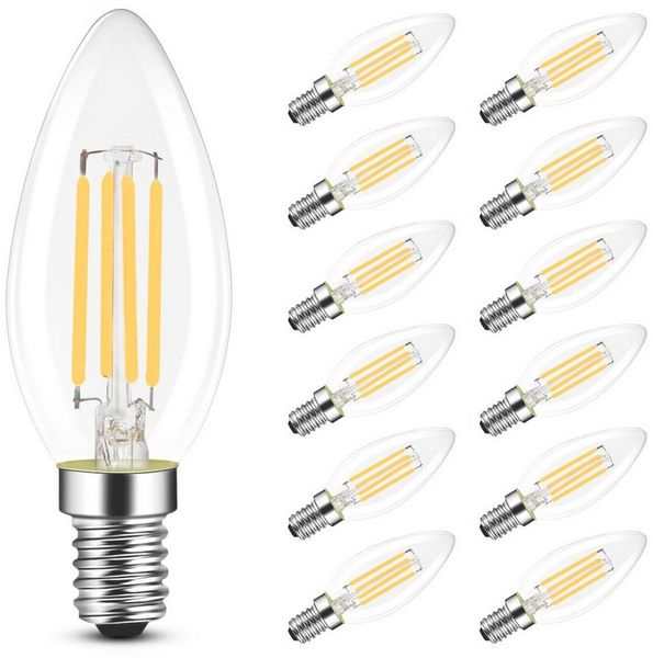 Nettlife LED-Leuchtmittel E14 Energiesparlampe 12st 4W 2700K Warmweiß Glühbirne, E14, 12 St, Warmweiß, Kein Flimmern Energiesparlampe