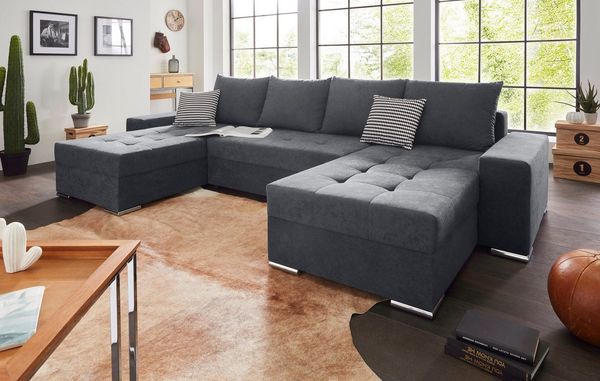 COLLECTION AB Wohnlandschaft Josy XL U-Form, Breite: 313 cm, Liegefl. 137x266 cm, Bettfunktion, Bettkasten & 2 Zierkissen, Federkern