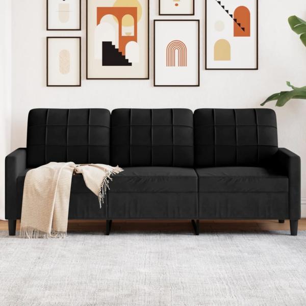 vidaXL 3-Sitzer-Sofa Schwarz 180 cm Samt 4007639