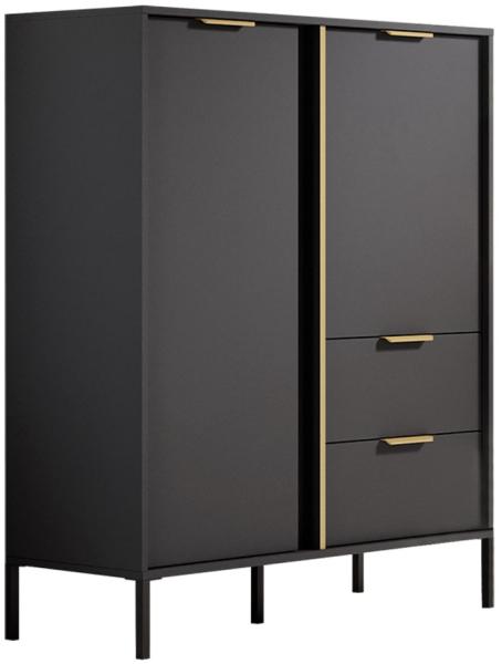 Kommode Lars 2D2S (Farbe: Anthrazit / Anthrazit + Gold)