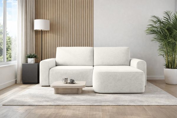 AX LIVING Sofa 250 cm Breit mit Schlaffunktion Otterton in Creme R