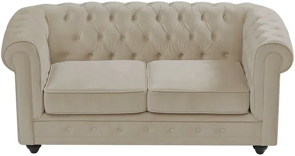 Vente-unique - CHESTERFIELD Sofa and armchair set SamtStoff Beige - B 78 cm88 cm x H 72 cm x L 165 cm82 cm205 cm Bild 6