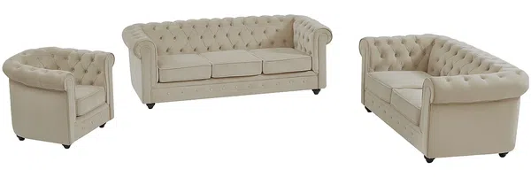 Vente-unique - CHESTERFIELD Sofa and armchair set SamtStoff Beige - B 78 cm88 cm x H 72 cm x L 165 cm82 cm205 cm Bild 3