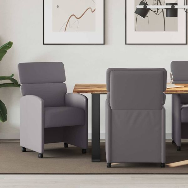 vidaXL Esszimmerstühle mit Rollen 2 pcs Grau 58 x 65 x 98 cm 42017886