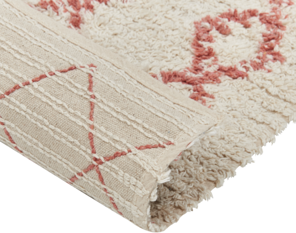Teppich Baumwolle beige rosa 140 x 200 cm geometrisches Muster Kurzflor BUXAR Bild 5