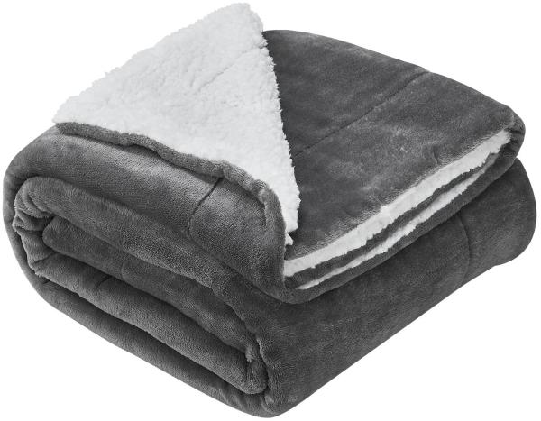 Juskys Fleecedecke, Sherpa / Fleece dunkelgrau, 220x240 cm