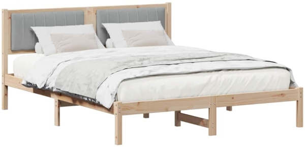 vidaXL Bettgestell mit gepolstertem Kopfteil Hellgrau 150 x 200 cm 878249 Bild 2