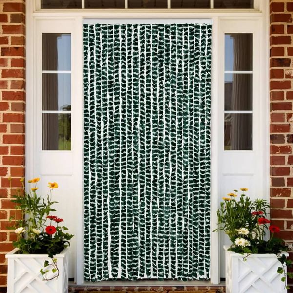 vidaXL Fliegenvorhang Grün und Weiß 90x200 cm Chenille 377384