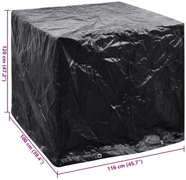 vidaXL Abdeckung mit 8 Ösen für IBC-Tank, Polyethylen schwarz, 100 x 116 x 120 cm Bild 7