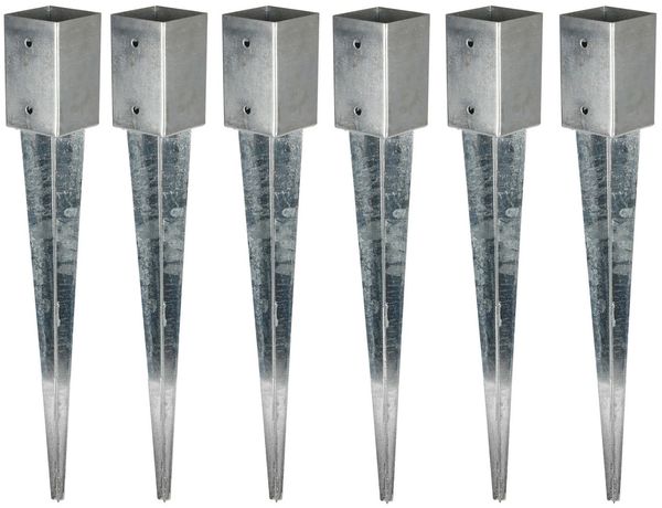 6x Einschlagbodenhülse verzinkt 71 x 71 x 750 mm Einschlaghülse Bodeneinschlaghülse
