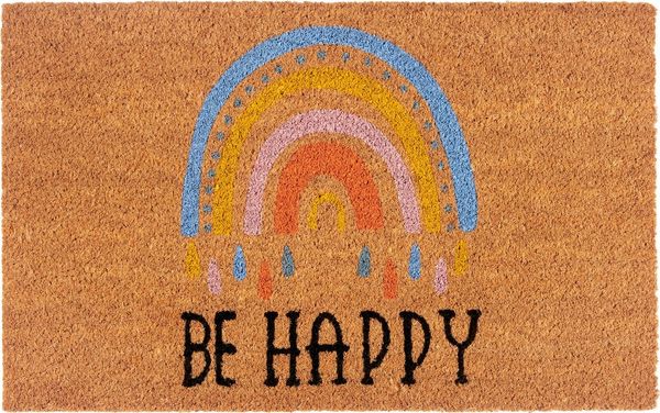 HANSE Home Fußmatte Kokos Be Happy, Türmatte, rechteckig, Höhe: 15 mm, Schmutzfangmatte, Rutschfest, Outdoor, Innen, Außen, Kokosmatte, Flur