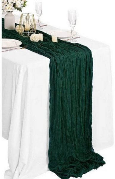 Montegoni Tischläufer 90x180 cm Seihtuch Tischläufer lang Boho (Rustikaler Gazeantischer Stoff Tischdecke 1-tlg, Tischläufer Boho für Hochzeit und Geburtstag Dekoration), Tafeltuch 90 x 180 cm
