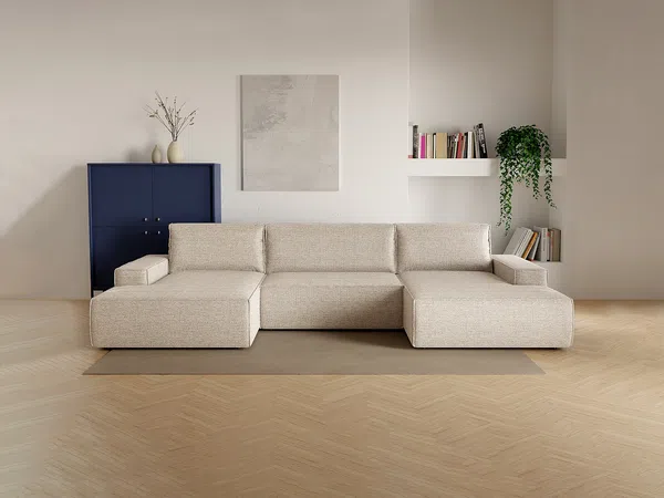 Vente-unique - AMELIA Sofa Stoff Beige - B 167 cm x H 85 cm x L 358 cm