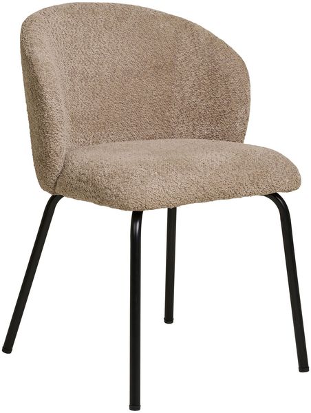 House Nordic Esszimmerstuhl, Bouclé, beige, schwarze Beine, HN1266 - 2er set