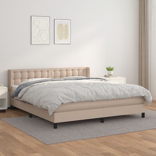 vidaXL Boxspringbett Matratze Cappuccino-Braun 160x200 cm Kunstleder 3130792