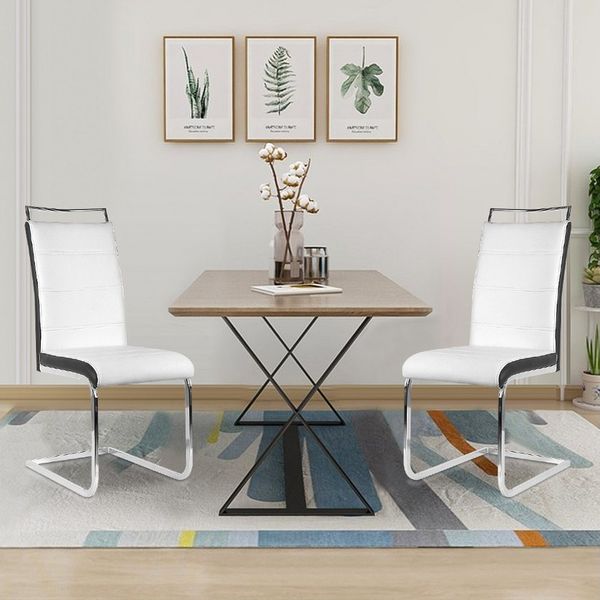 JEOBEST Freischwinger Stuhl Esszimmerstuhl mit Hoher Rücklehne, Metallgestell, Küchenstuhl, (2 St) Polsterstuhl, für Wohnzimmer Konferenzraum und Esszimmer