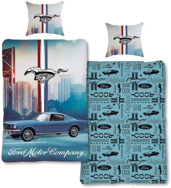 Skybrands Ford Bettwäsche Skyline Blau Renforcé 135 x 200 + 80 x 80 cm