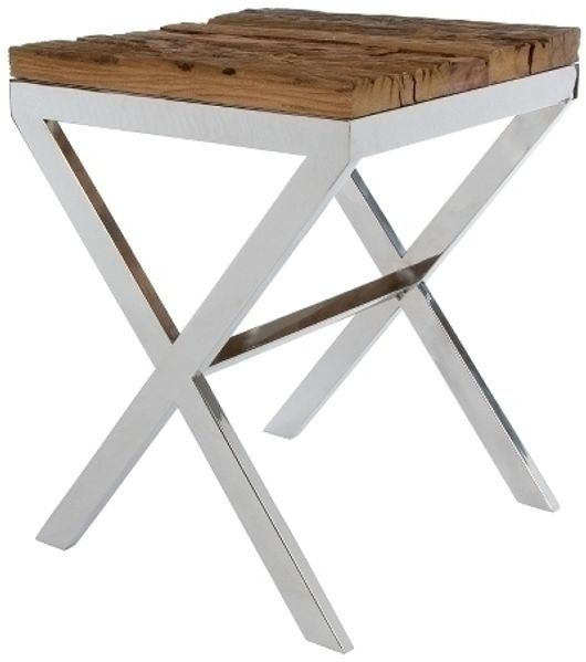 Beistelltisch Xentury 45 x 45 x 60 cm Holz dunkel mit Glasplatte X-Metallgestell