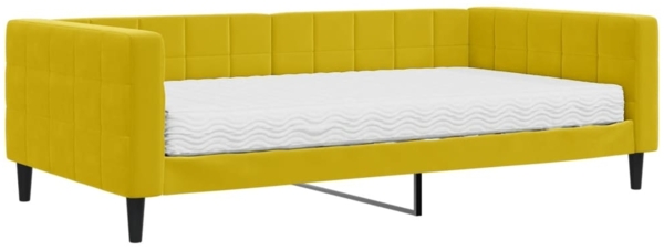 vidaXL Tagesbett mit Matratze Gelb 100x200 cm Samt 3196679